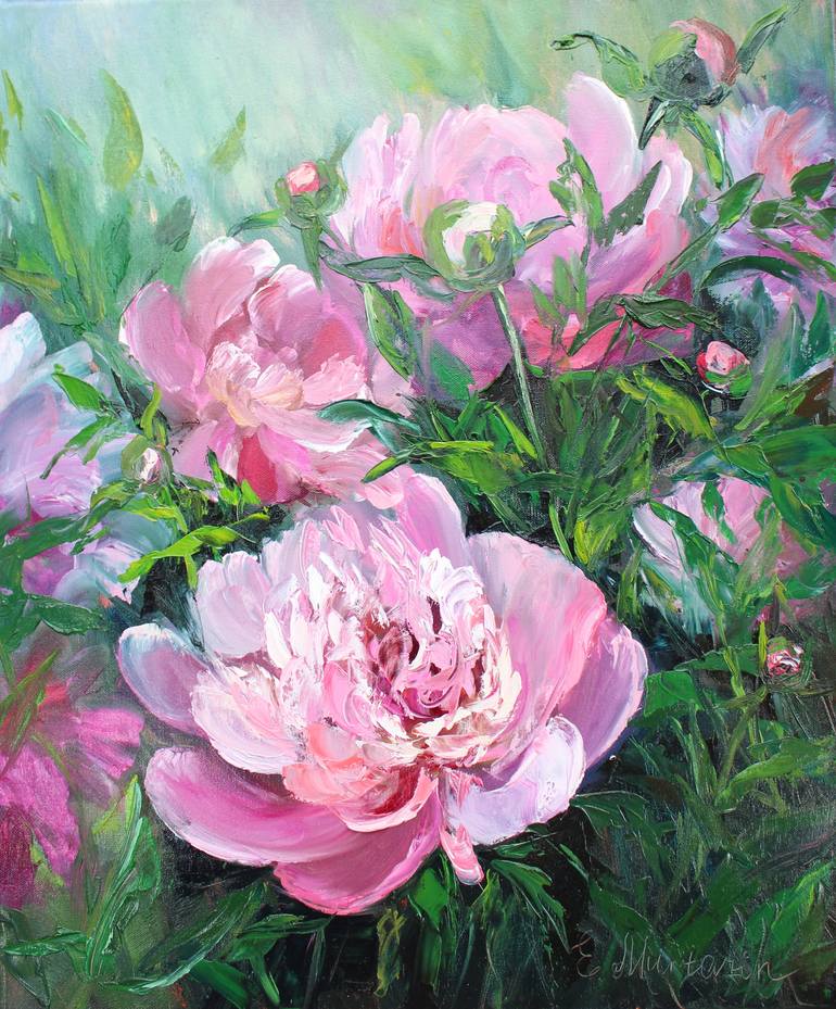 Pink Peonies Painting By Elena Murtazin Saatchi Art