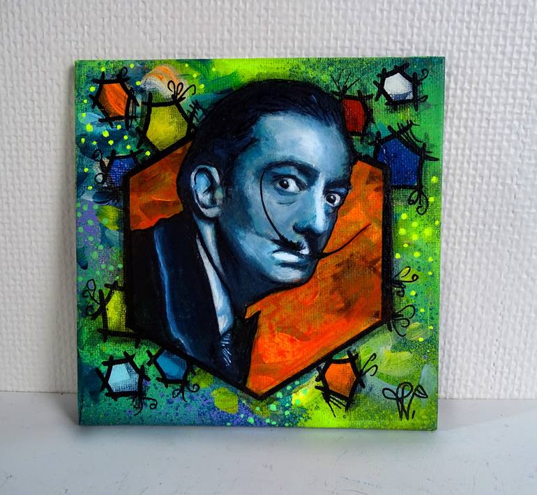 Salvador Dali Painting Pop Art On Card Board Original Unique Painting by  Priscilla Vettese