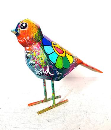 pop art bird origami resin statue graffiti original PVettese thumb