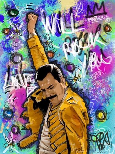 digital pop art painting freddy mercury original urban framed thumb