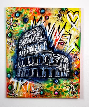 Urban Coliseum Rome Painting Graffiti Pop Original PVettese thumb