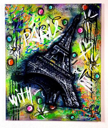 Urban Eiffel Tower Street Art Paris Painting Unique PVettese thumb