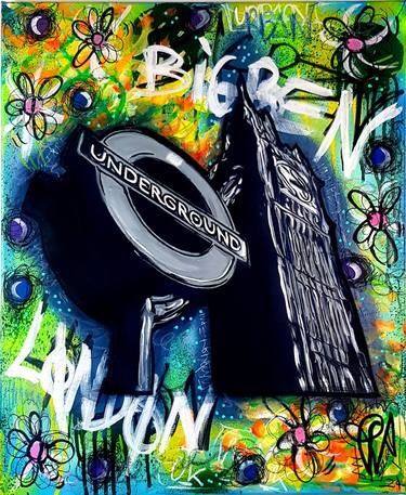 Pop Art Big Ben Urban London Painting Original PVettese Artist thumb