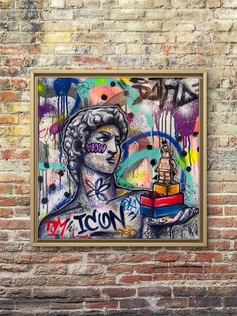 Original Graffiti Painting by Priscilla Vettese  Pop Art Art on Canvas  Pop Toy David