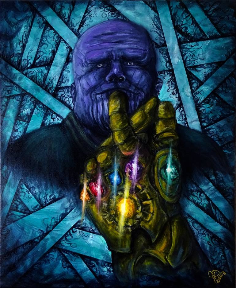 Colorful Annihilation - Street Art - Thanos Marvel Painting - Painting by Priscilla  Vettese