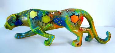 Panther Sculpture Resin Pop Art - Panther & Colors Graffiti thumb