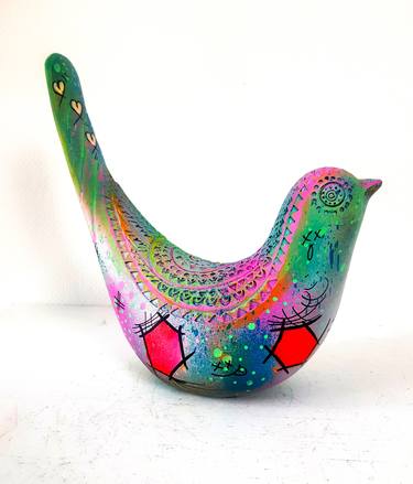 Bird Statue Pop Art Graffiti / Pop Bird Resin Sculpture Unique thumb