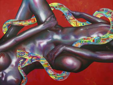 Original Abstract Erotic Paintings by Rick van den Berg