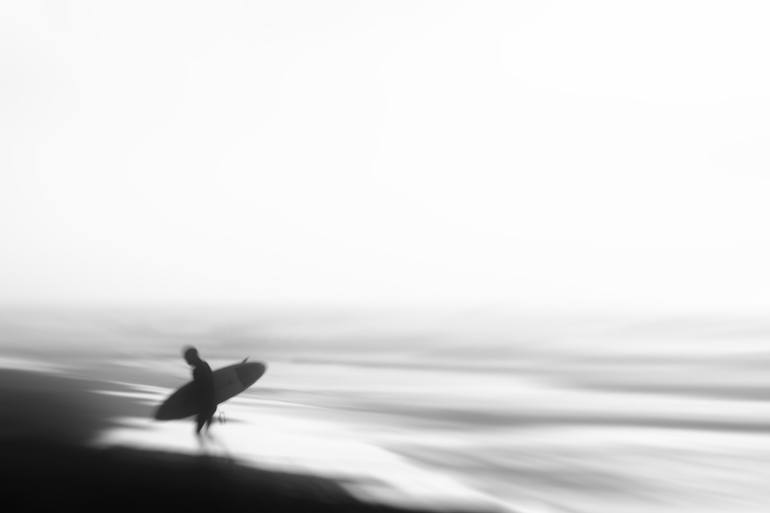 Original Beach Photography by Rosa Frei | Abstract Art on Paper | On the way home. A surfer at the beach in Sidi Ifni, Morocco.