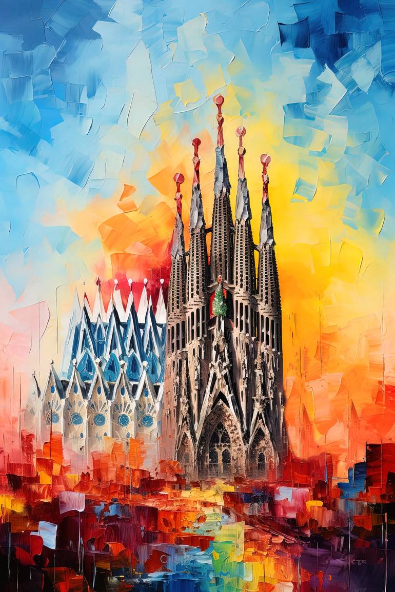 Basilica de la Sagrada Familia Painting by Andrea Mazzocchetti ...