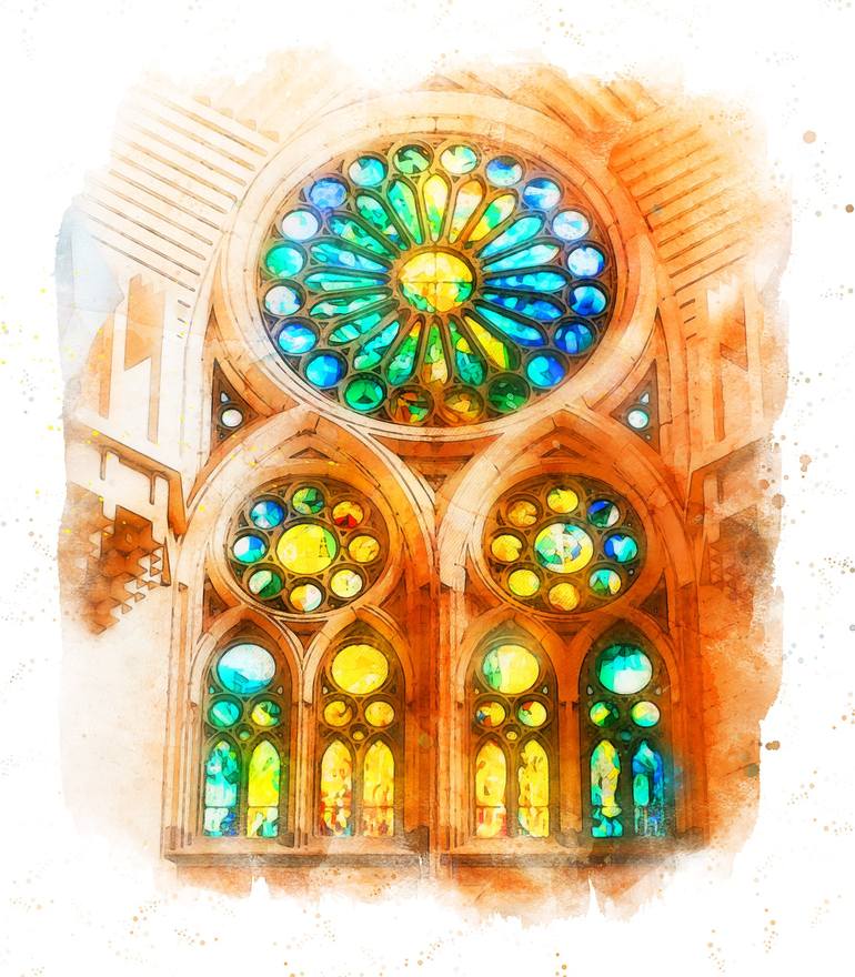 Barcelona, Sagrada Familia Painting by Andrea Mazzocchetti | Saatchi Art