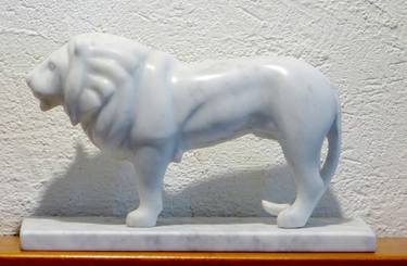 Carrara Marble Wild Animal - Lion Two thumb