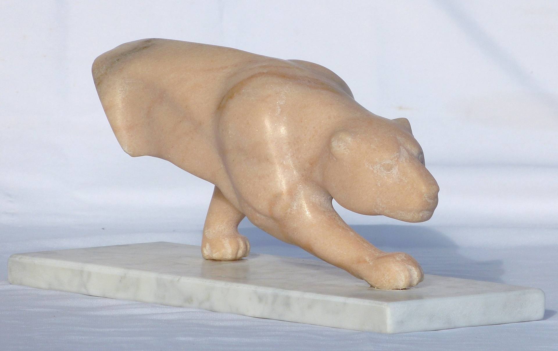 Carrara Marble Teddy Bear Sculpture by Jean-Michel Garino