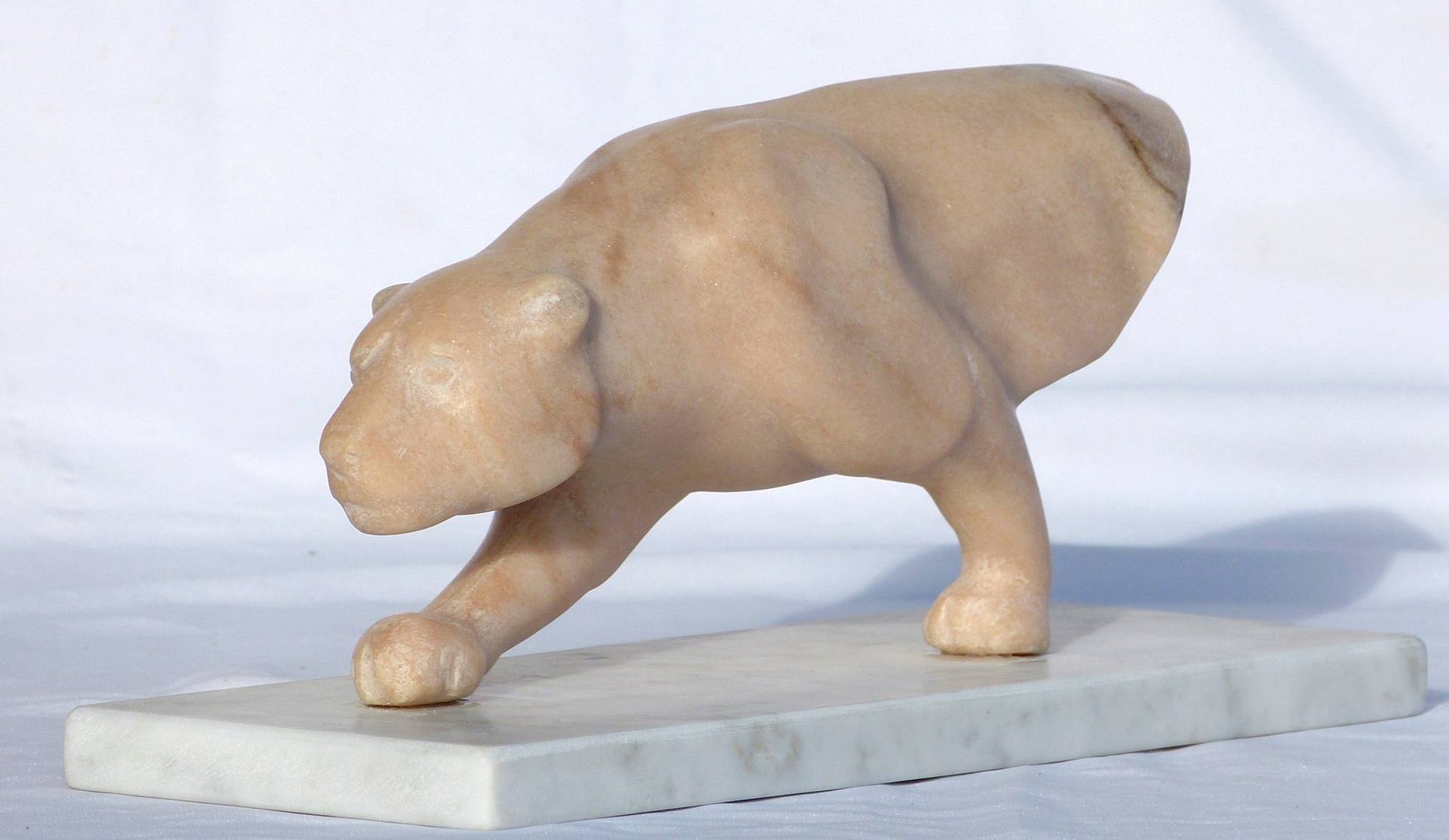 Carrara Marble Teddy Bear Sculpture by Jean-Michel Garino