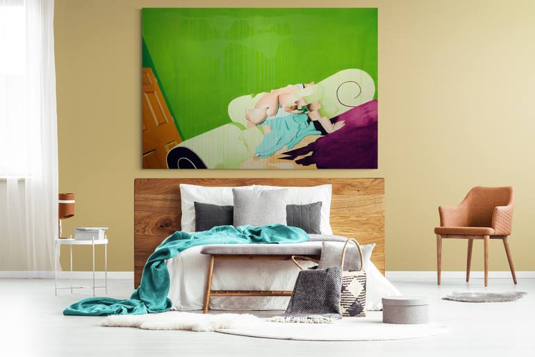 Original Abstract Erotic Painting by Janos Kujbus