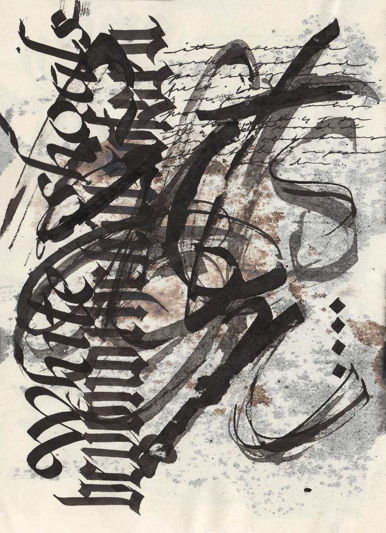 Original Contemporary Calligraphy Drawing by Dana Krystle