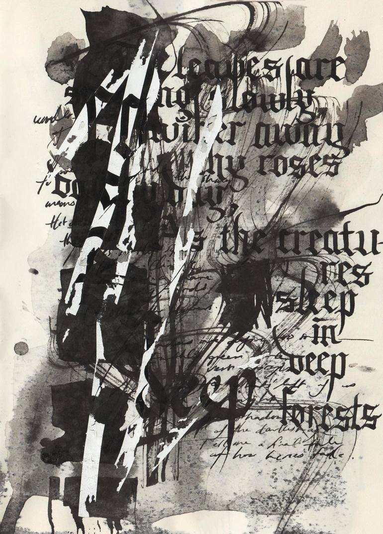Original Contemporary Calligraphy Drawing by Dana Krystle