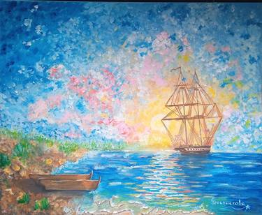 Sailboat at sea, a gift idea, a picture as a gift thumb