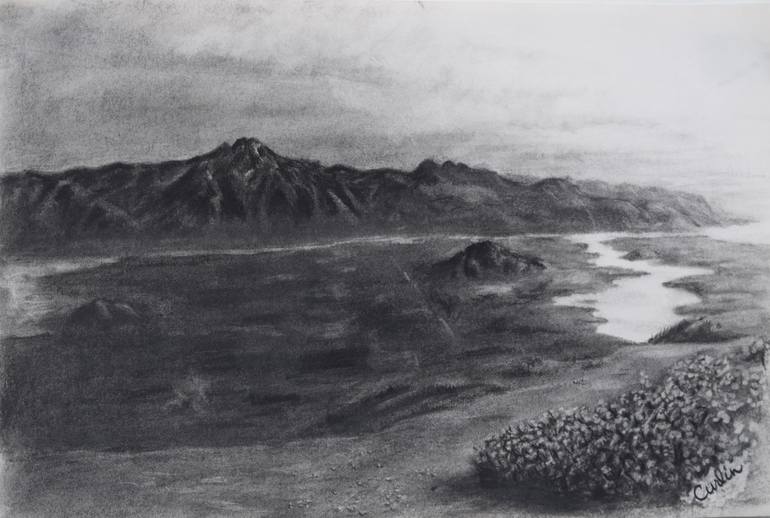 The Butte Drawing by Jesse Curlin | Saatchi Art