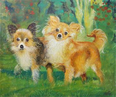 Print of Fine Art Dogs Paintings by Xhevdet Dada