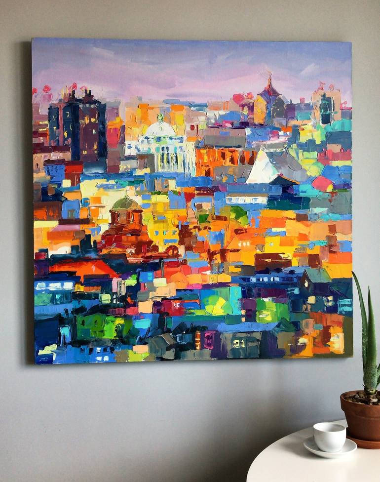 Original Impressionism Cities Painting by Olga Pavlovets