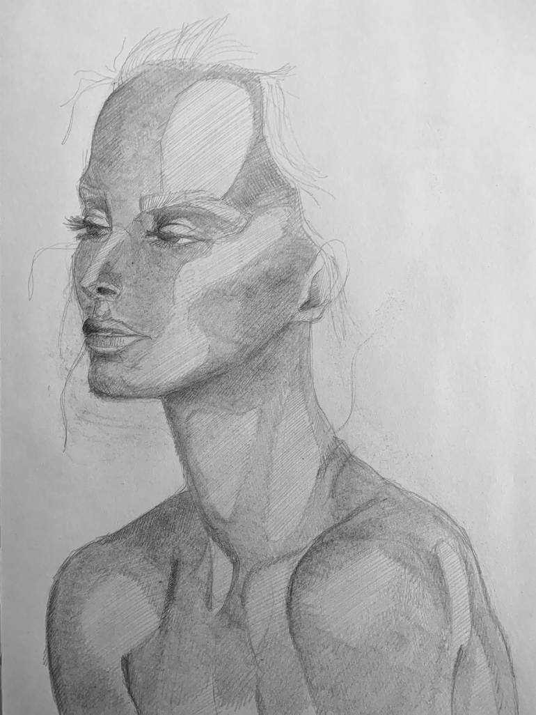 Calm lady Drawing by Andrea Sanguineti | Saatchi Art