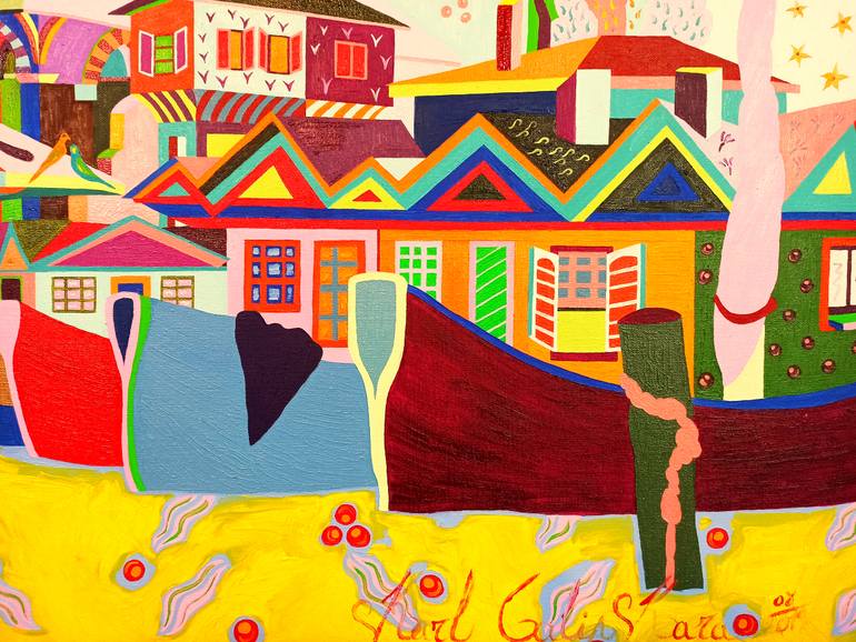 Original Art Deco Architecture Painting by Karl Talip Kara