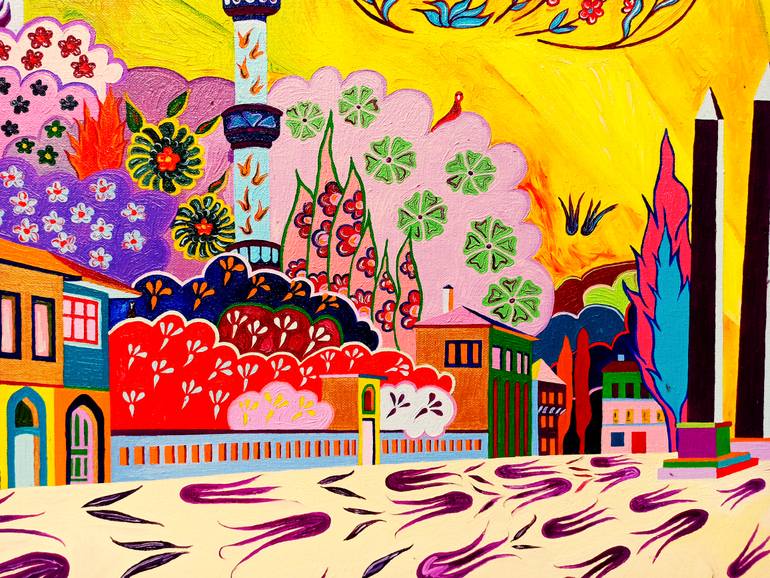 Original Abstract Cities Painting by Karl Talip Kara