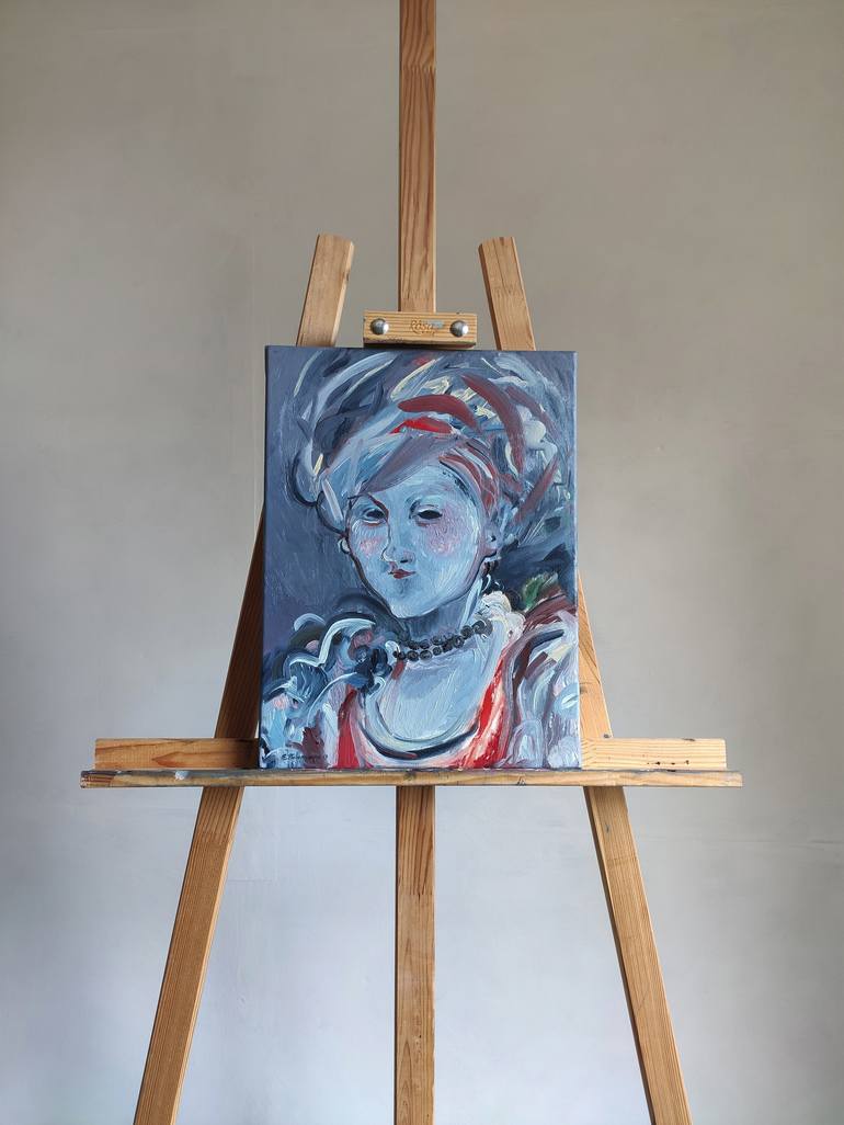 Original Abstract Expressionism Portrait Painting by Evgenia Poberezhna