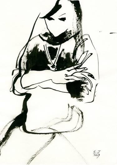 Original Expressionism Women Drawings by Evgenia Poberezhna