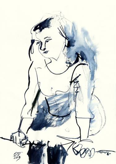 Print of Expressionism Women Drawings by Evgenia Poberezhna