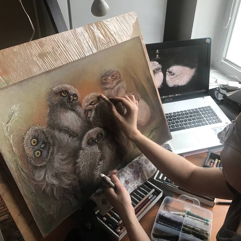 Original Fine Art Animal Drawing by Barbara Orsolini