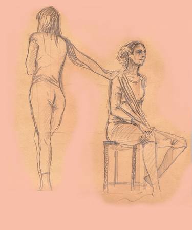 Original Figurative Body Drawings by Daniel Santi