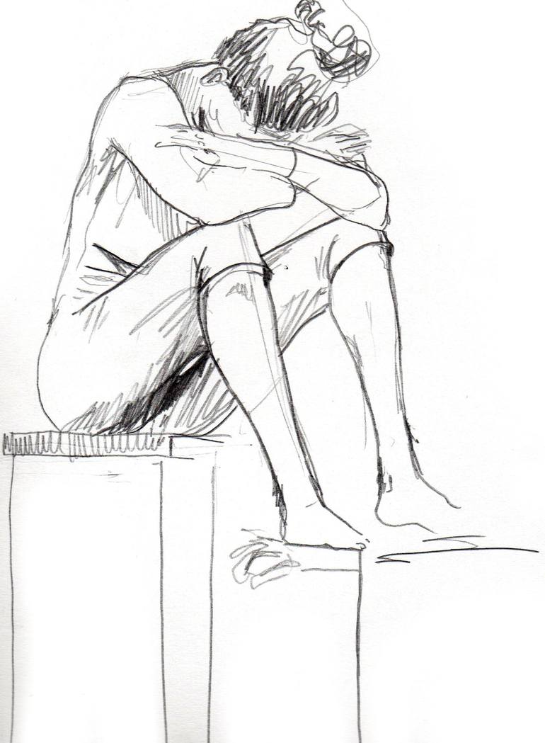 sad boy and girl drawing