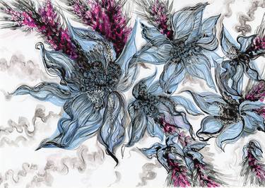 Original Expressionism Floral Drawings by kateryna slavashevych