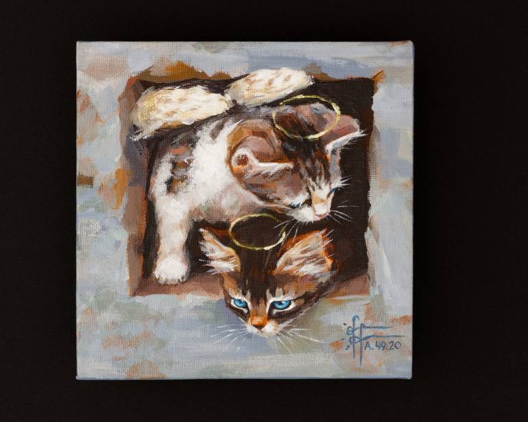 Original Realism Cats Painting by Anna Ivanova