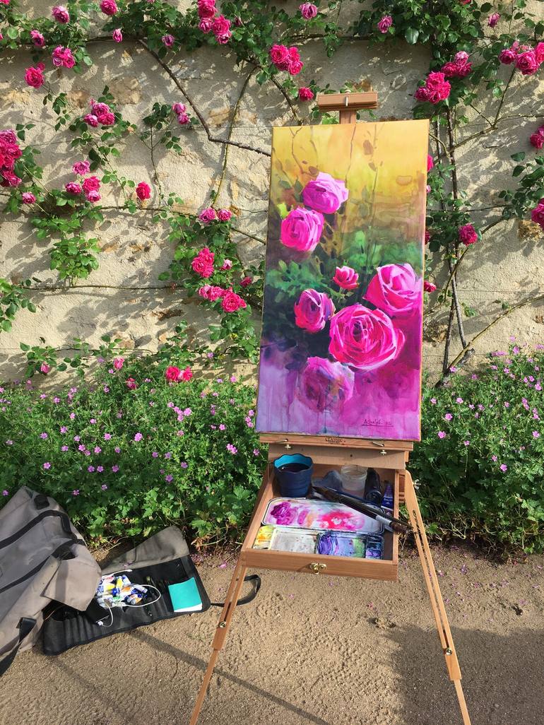 Original Impressionism Floral Painting by Andrii Kovalyk 