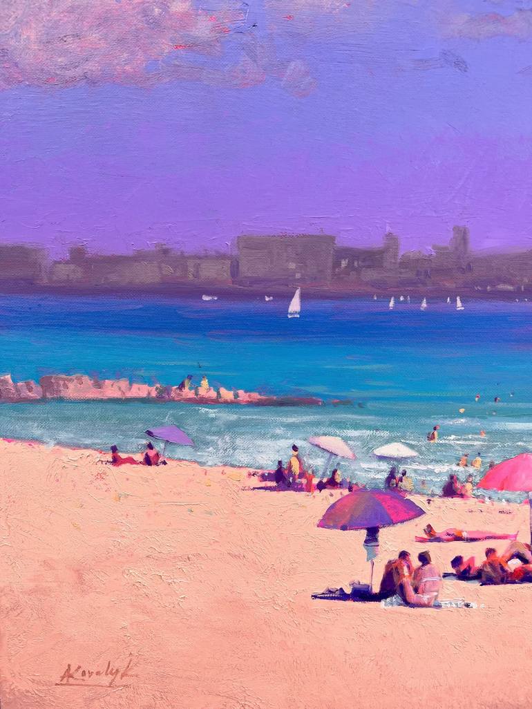 Original Impressionism Beach Painting by Andrii Kovalyk 