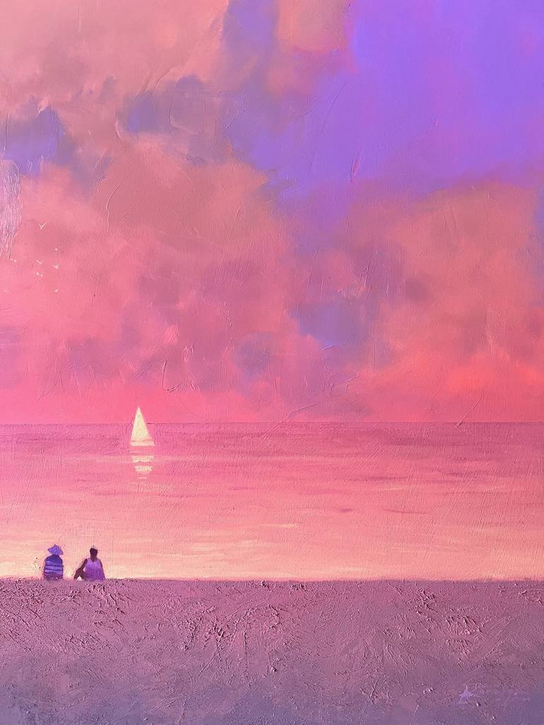 Original Fine Art Beach Painting by Andrii Kovalyk 