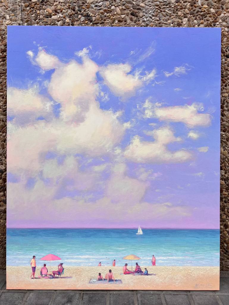 Original Contemporary Beach Painting by Andrii Kovalyk 