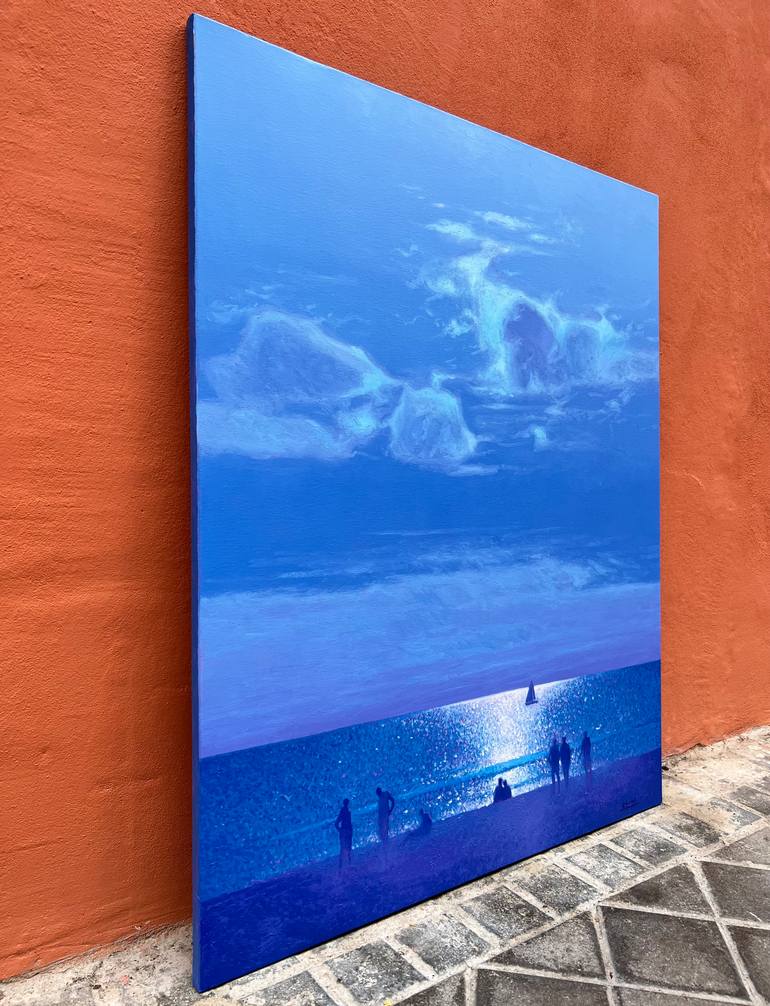 Original Impressionism Beach Painting by Andrii Kovalyk 