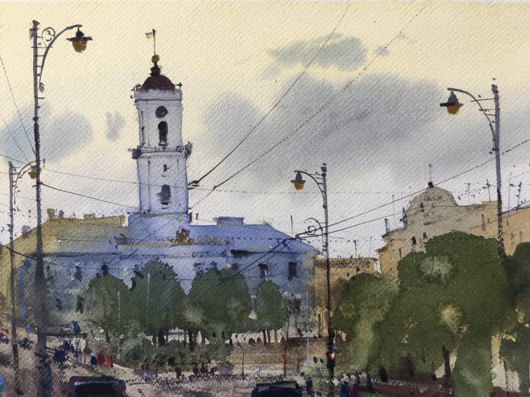 Original Architecture Painting by Andrii Kovalyk 