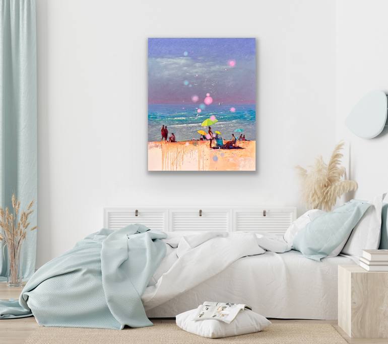 Original Impressionism Beach Painting by Andrii Kovalyk 