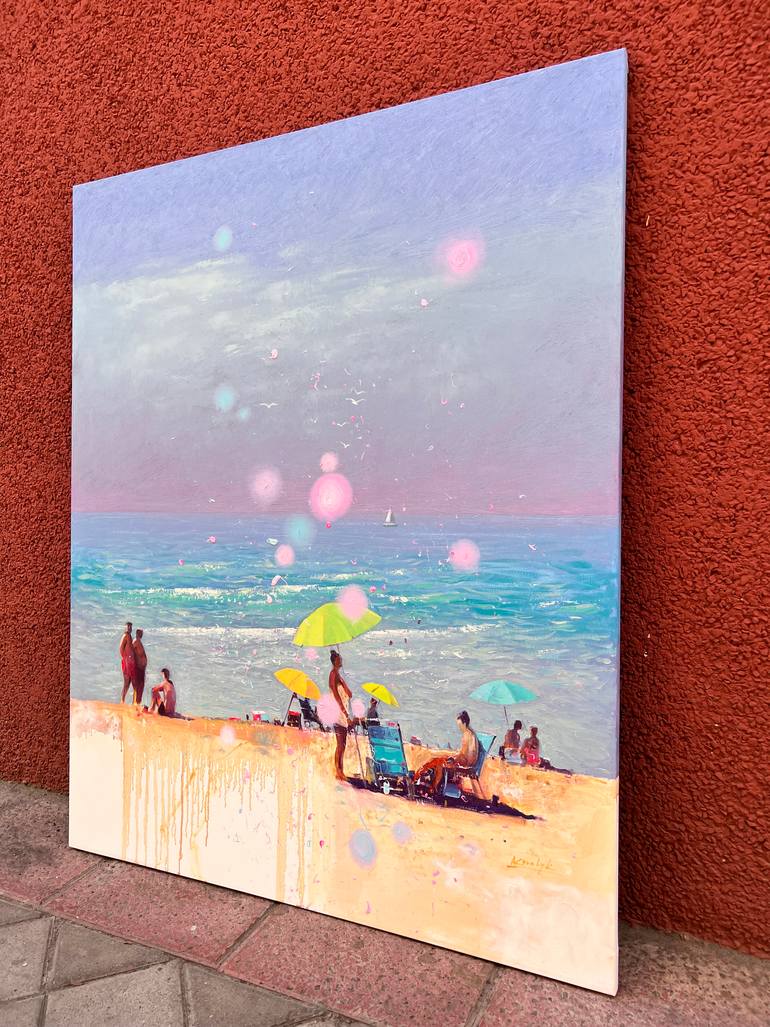 Original Impressionism Beach Painting by Andrii Kovalyk 