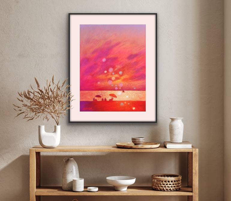 Original Romanticism Beach Drawing by Andrii Kovalyk 