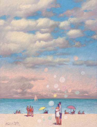 Original Impressionism Beach Drawings by Andrii Kovalyk 