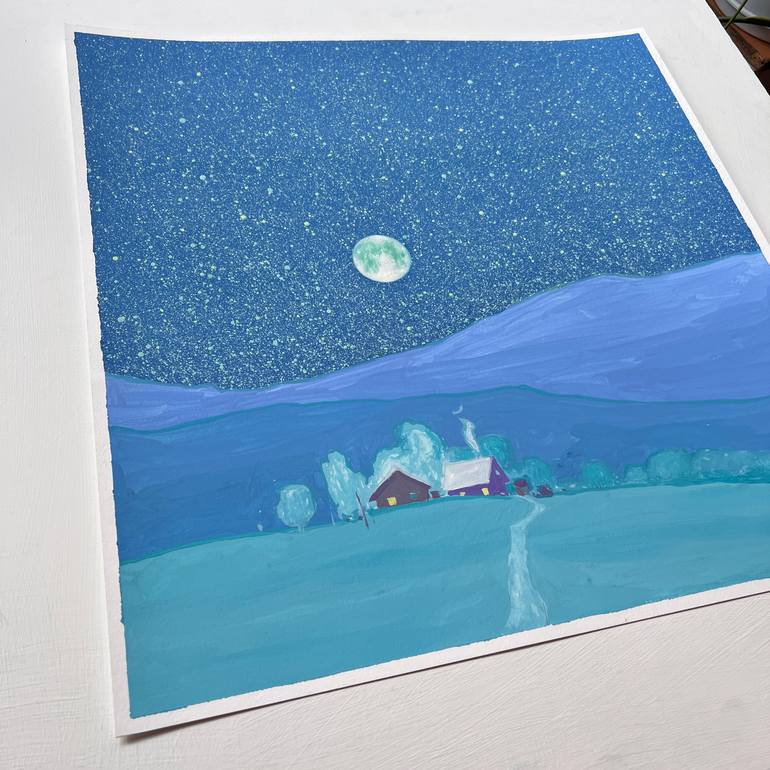 Original Minimalism Landscape Painting by Andrii Kovalyk 