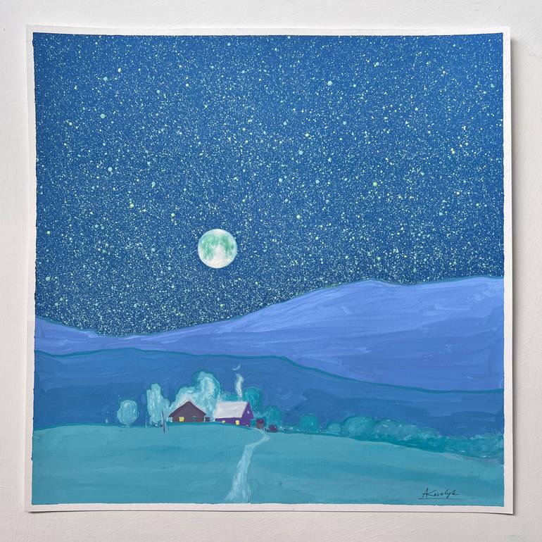 Original Minimalism Landscape Painting by Andrii Kovalyk 