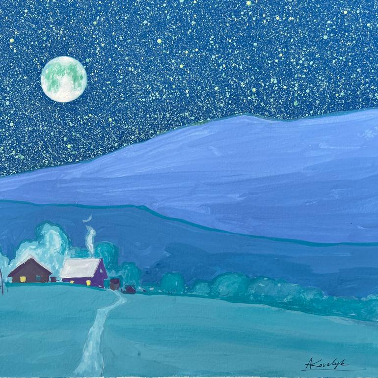 Original Minimalism Landscape Painting by Andrii Kovalyk 