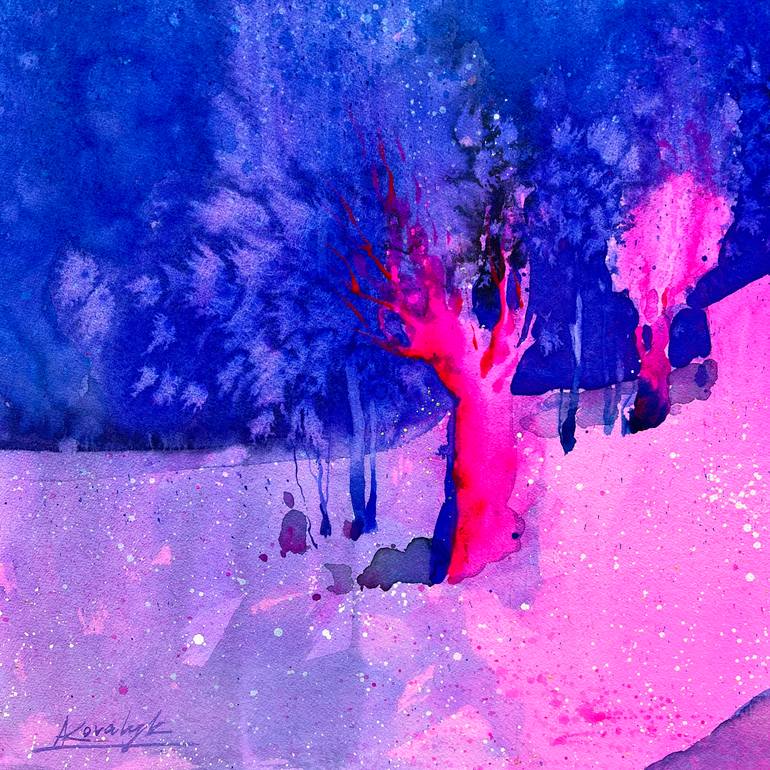 Original Art Nouveau Landscape Painting by Andrii Kovalyk 